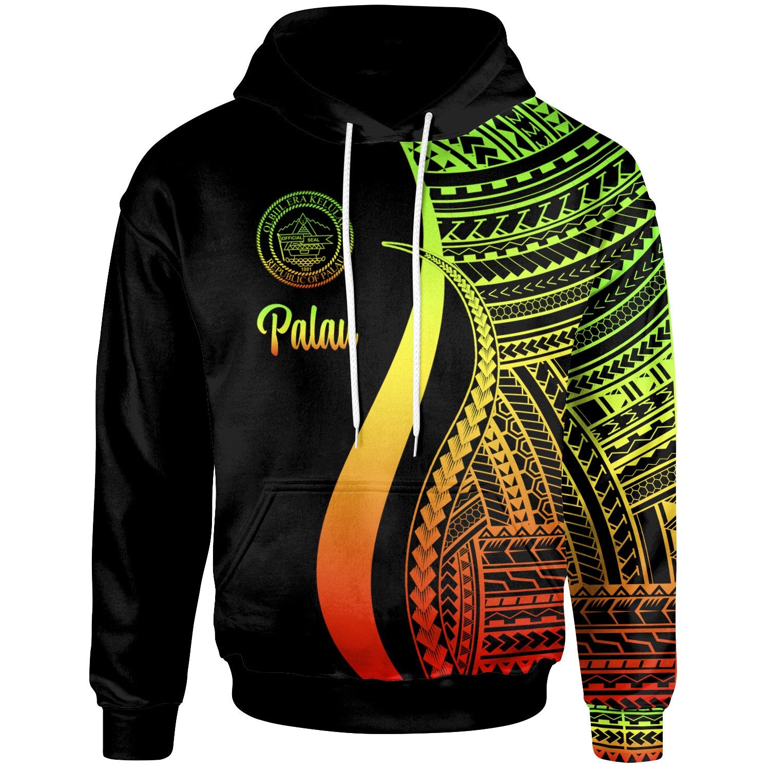 Palau Hoodie Reggae Tentacle Tribal Pattern Unisex Reggae - Polynesian Pride