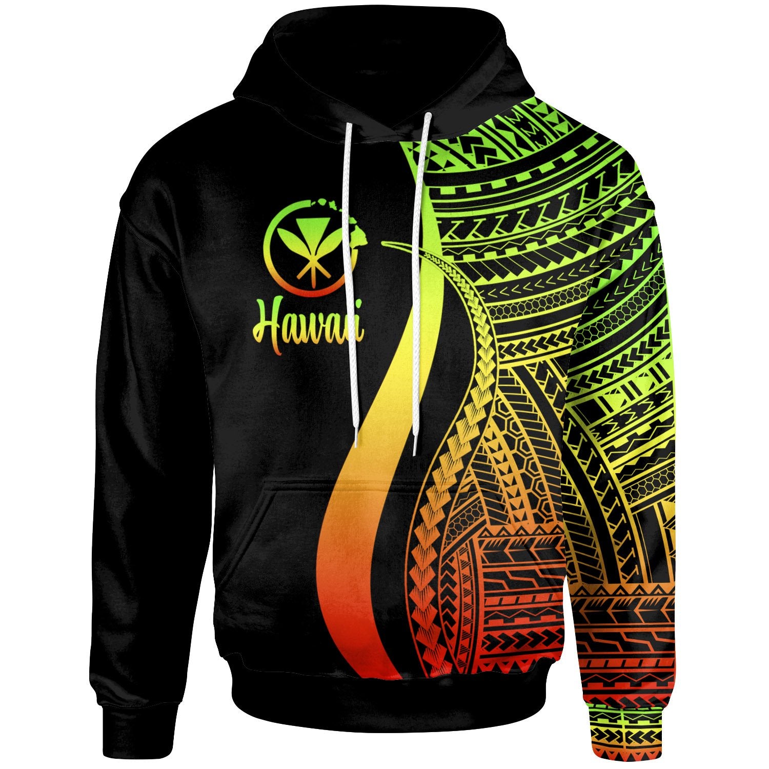 Hawaii Hoodie Reggae Tentacle Tribal Pattern Unisex Reggae - Polynesian Pride