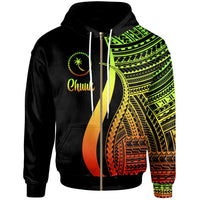 Chuuk Zip up Hoodie Reggae Tentacle Tribal Pattern Unisex Reggae - Polynesian Pride