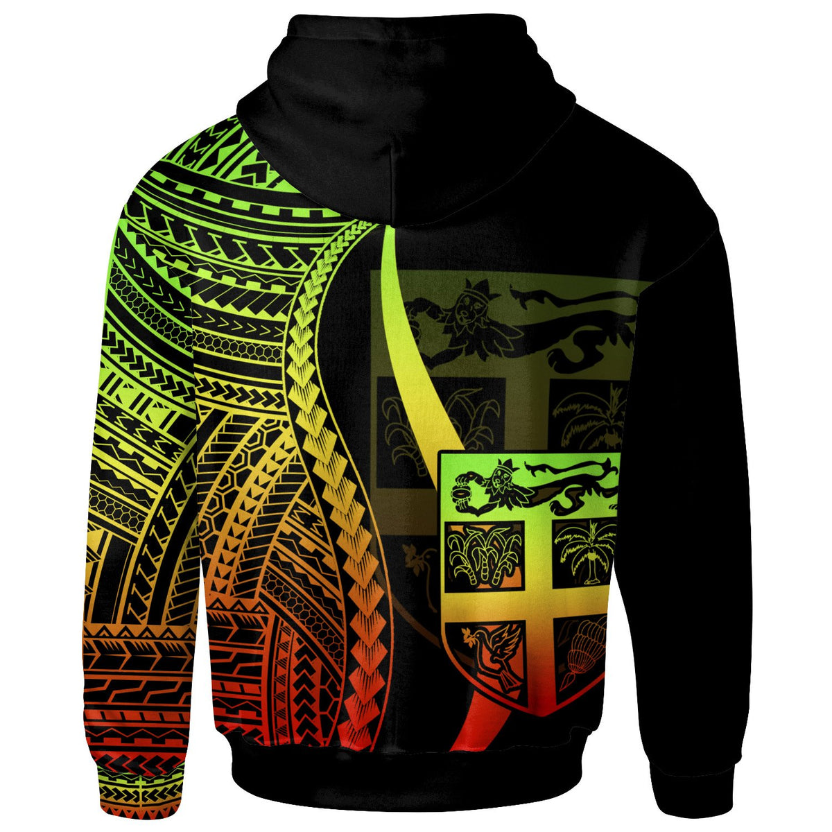 Fiji Custom Zip up Hoodie Reggae Tentacle Tribal Pattern - Polynesian Pride