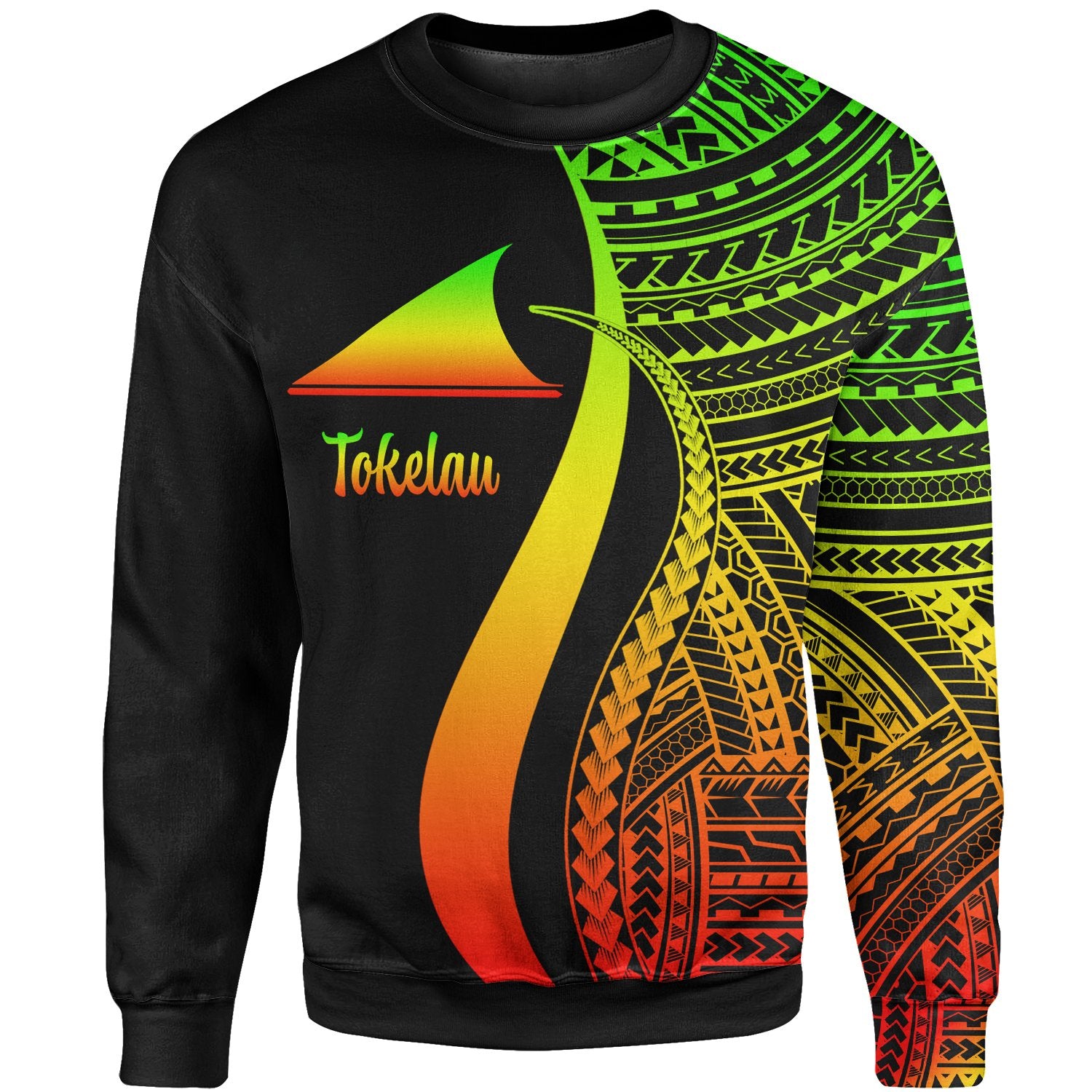 Tokelau Sweatshirt - Reggae Polynesian Tentacle Tribal Pattern Unisex Reggae - Polynesian Pride