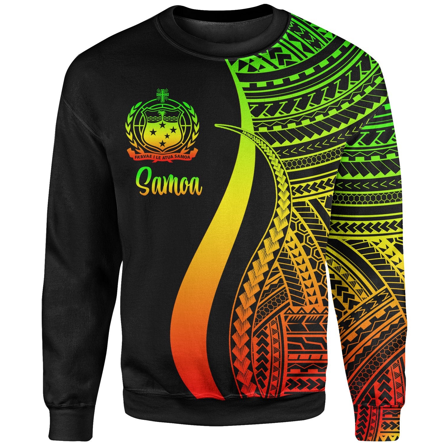 Samoa Sweatshirt - Reggae Polynesian Tentacle Tribal Pattern Unisex Reggae - Polynesian Pride