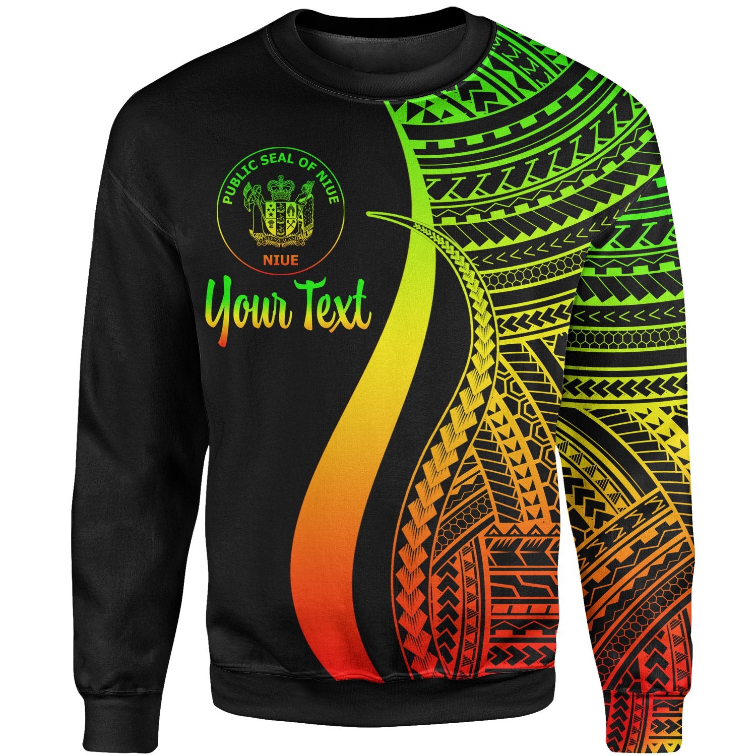 Niue Custom Personalised Sweatshirt - Reggae Polynesian Tentacle Tribal Pattern Unisex Reggae - Polynesian Pride