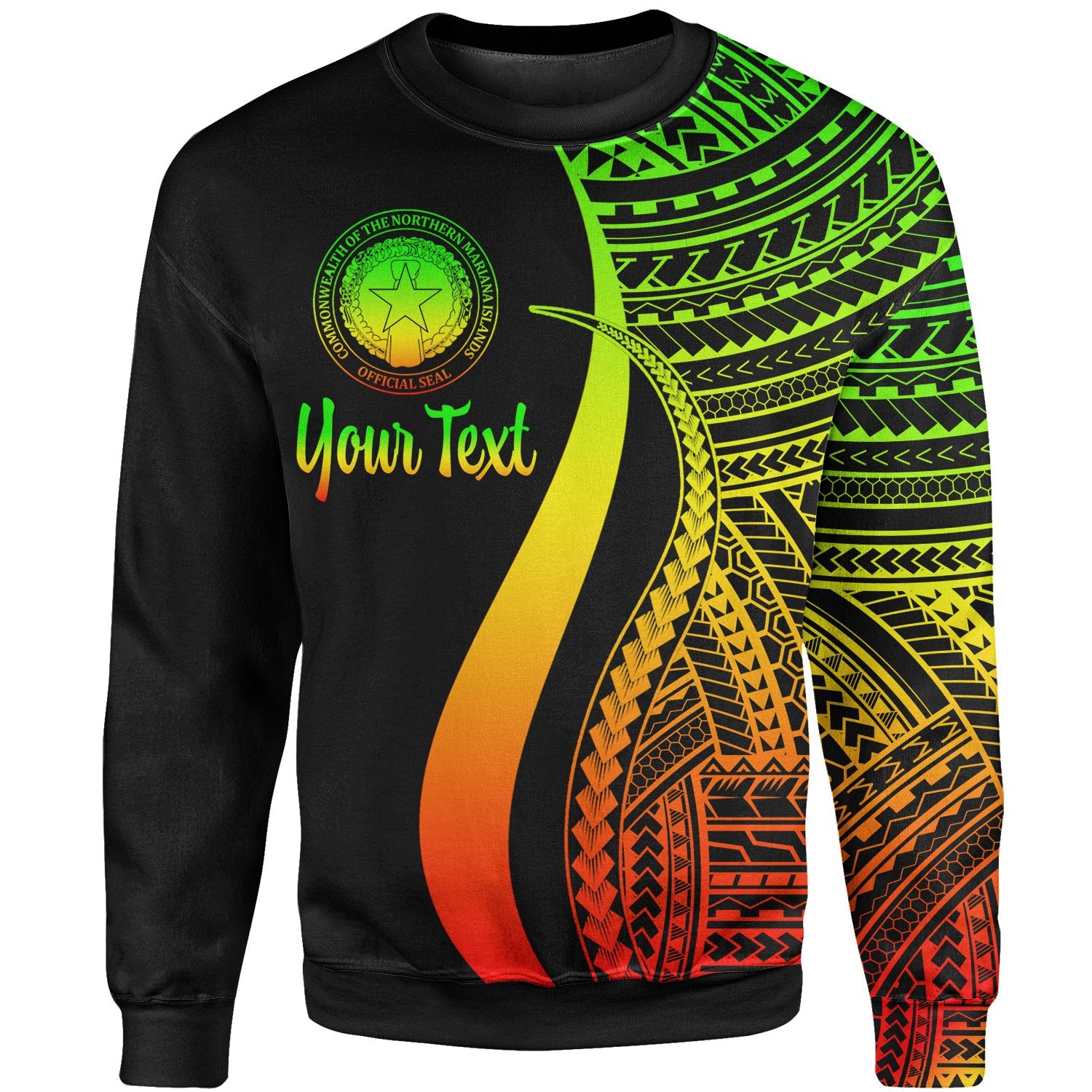 Northern Mariana Islands Custom Personalised Sweatshirt - Reggae Polynesian Tentacle Tribal Pattern Unisex Reggae - Polynesian Pride