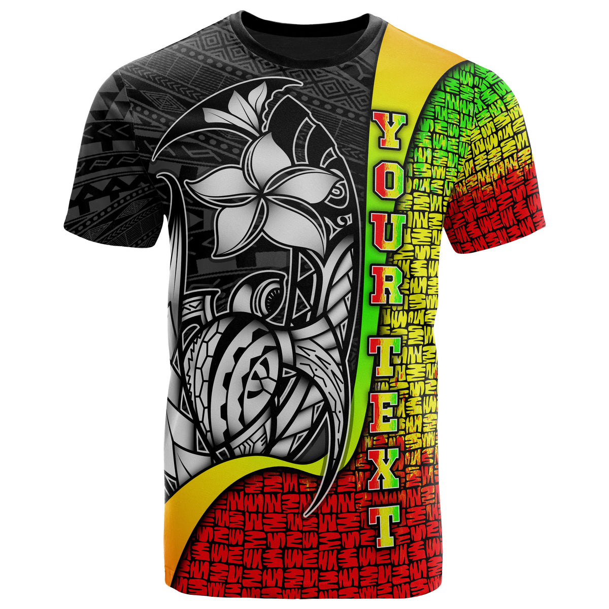 Tahiti Polynesian Custom T Shirt Reggae Turtle with Hook Unisex Reggae - Polynesian Pride