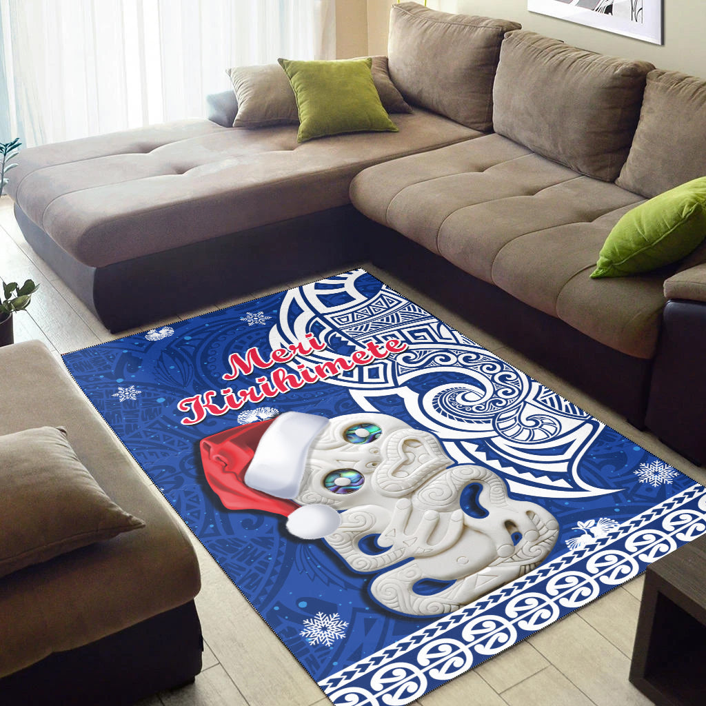 New Zealand Christmas Area Rug Hei Tiki Blue Pohutukawa Meri Kirihimete LT14 - Polynesian Pride