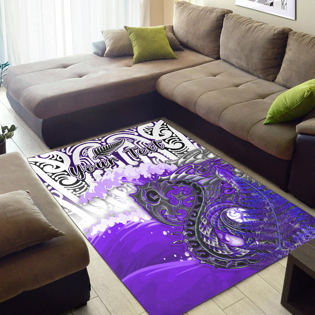 (Custom Personalised) Manaia Maori Area Rug Fern Aotearoa Purple Waves LT13 - Polynesian Pride