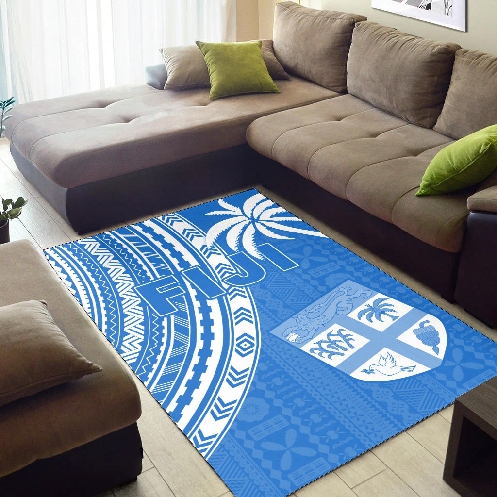Fiji Rugby Sevens Area Rug Fijian 7s Tapa Polynesian Blue Ver.01 LT13 - Polynesian Pride