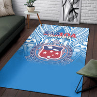 Samoa Rugby Area Rug Toa Samoa Polynesian Pacific Blue Version LT14 - Polynesian Pride