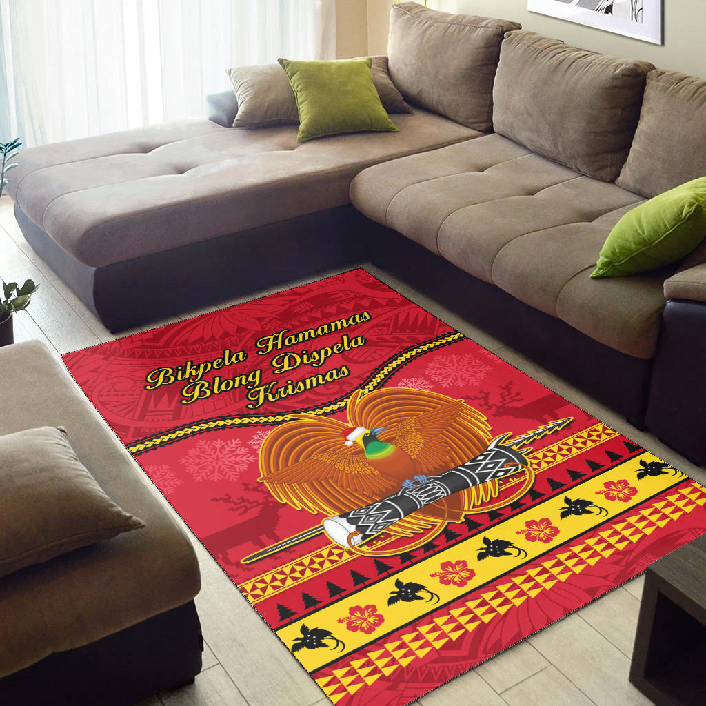 Papua New Guinea Christmas Area Rug Bird Of Paradise Bikpela Hamamas Blong Dispela Krismas LT14 - Polynesian Pride