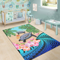 Polynesian Turtle Coconut Tree And Orchids Area Rug LT14 - Polynesian Pride