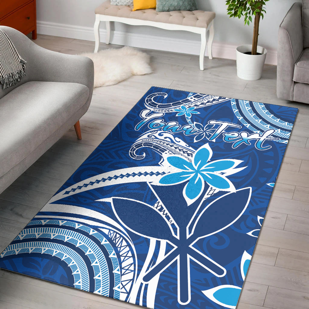 (Custom Personalised) Hawaii Flowers Wave Area Rug Kanaka Maoli Blue Polynesian LT13 Blue - Polynesian Pride