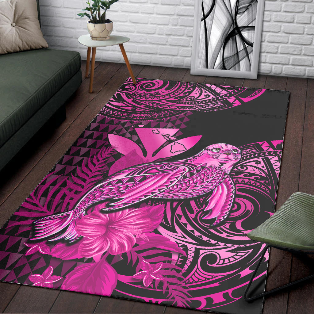 Hawaii Monk Seal Area Rug Kakau With Kanaka Pink LT14 Pink - Polynesian Pride