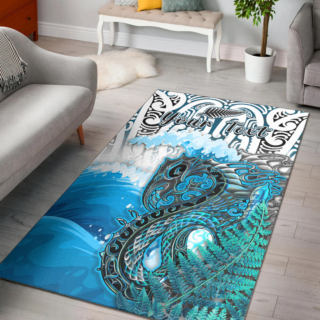 (Custom Personalised) Manaia Maori Area Rug Fern Aotearoa Blue Waves LT13 Blue - Polynesian Pride