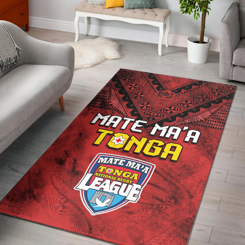 Tonga Rugby MMT Area Rug Ngatu Mate Maa Tonga Grunge LT13 Red - Polynesian Pride