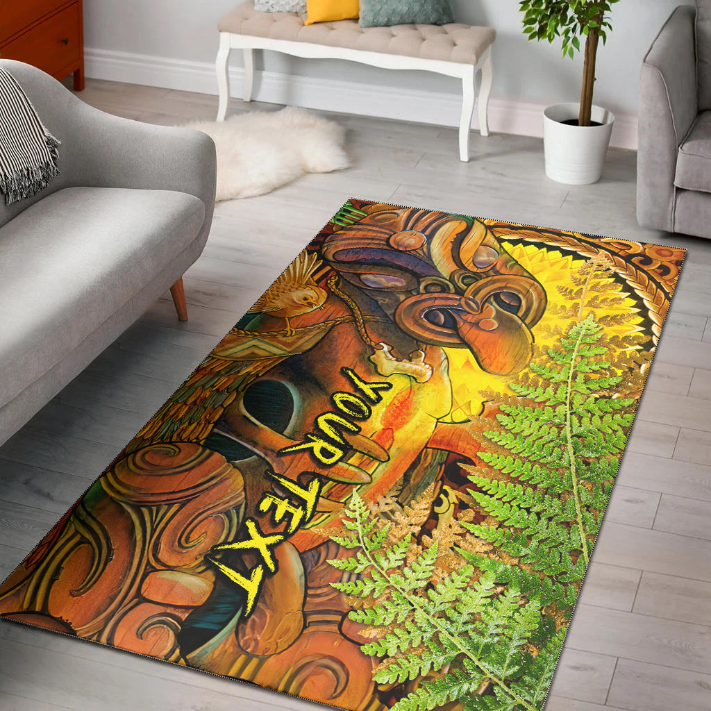 (Custom Personalised) Hei Tiki Maori Area Rug Fern Aotearoa Ta Moko Sun LT13 Art - Polynesian Pride