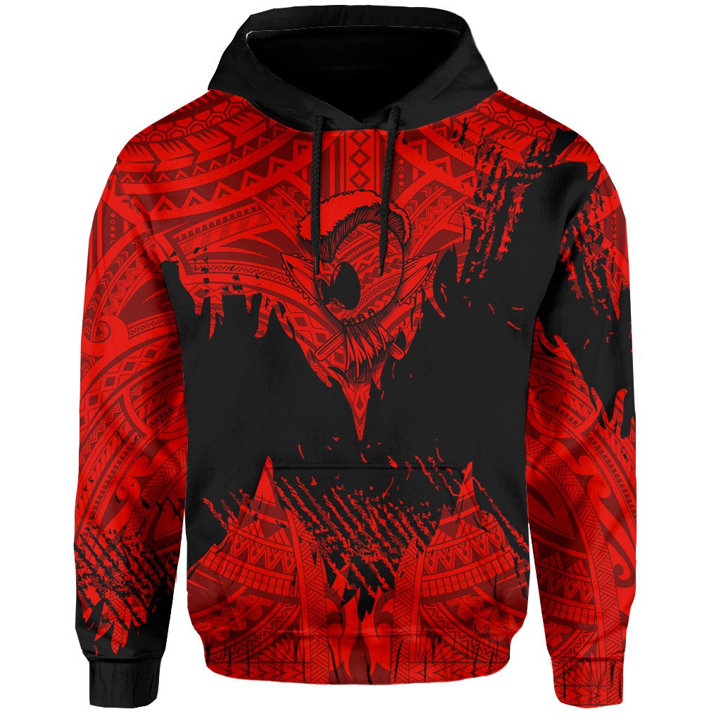 Hawaii Polynesian Hoodie Warrior Ikaika Benjamin Style Red Unisex Black - Polynesian Pride