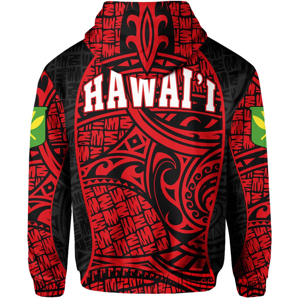 Polynesian Kanaka Maoli Hawaii Zip Hoodie Red Gel Style - Polynesian Pride