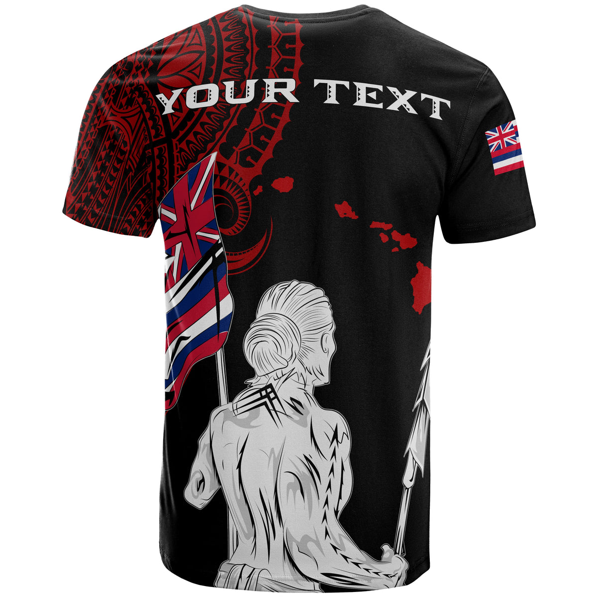Personalized Hawaii Map Polynesian Warrior Ikaika Unisex T Shirt William Style Red - Polynesian Pride