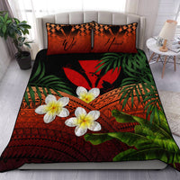 (Custom) Kanaka Maoli (Hawaiian) Quilt Bed Set, Polynesian Plumeria Banana Leaves Red Personal Signature Queen Red - Polynesian Pride