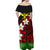 Hawaii Off Shoulder Dress - Banana Leaf With Plumeria Flowers Red - LT12 - Polynesian Pride