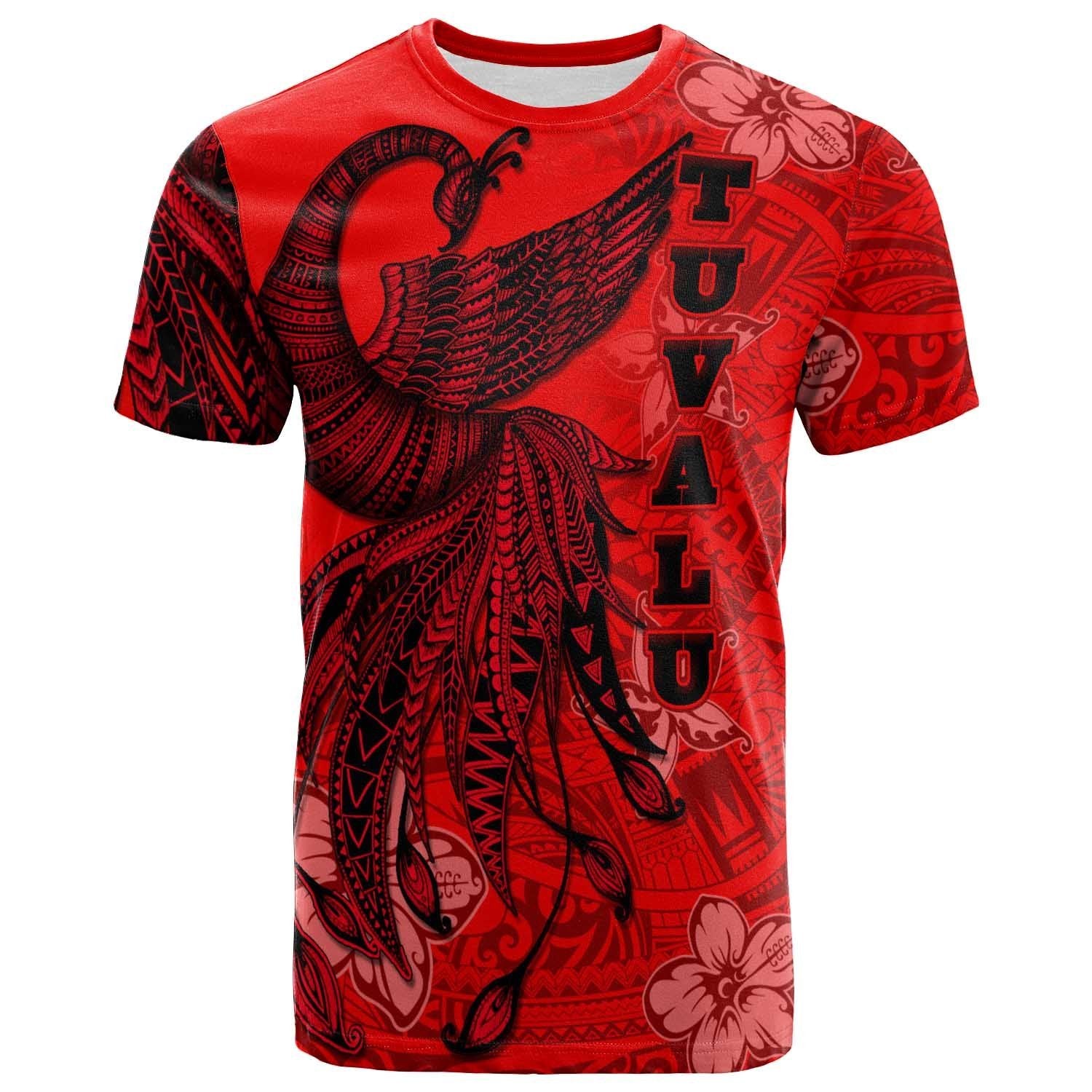 Tuvalu T Shirt Polynesian Phoenix Bird, Fairytales Bird Red Unisex Red - Polynesian Pride