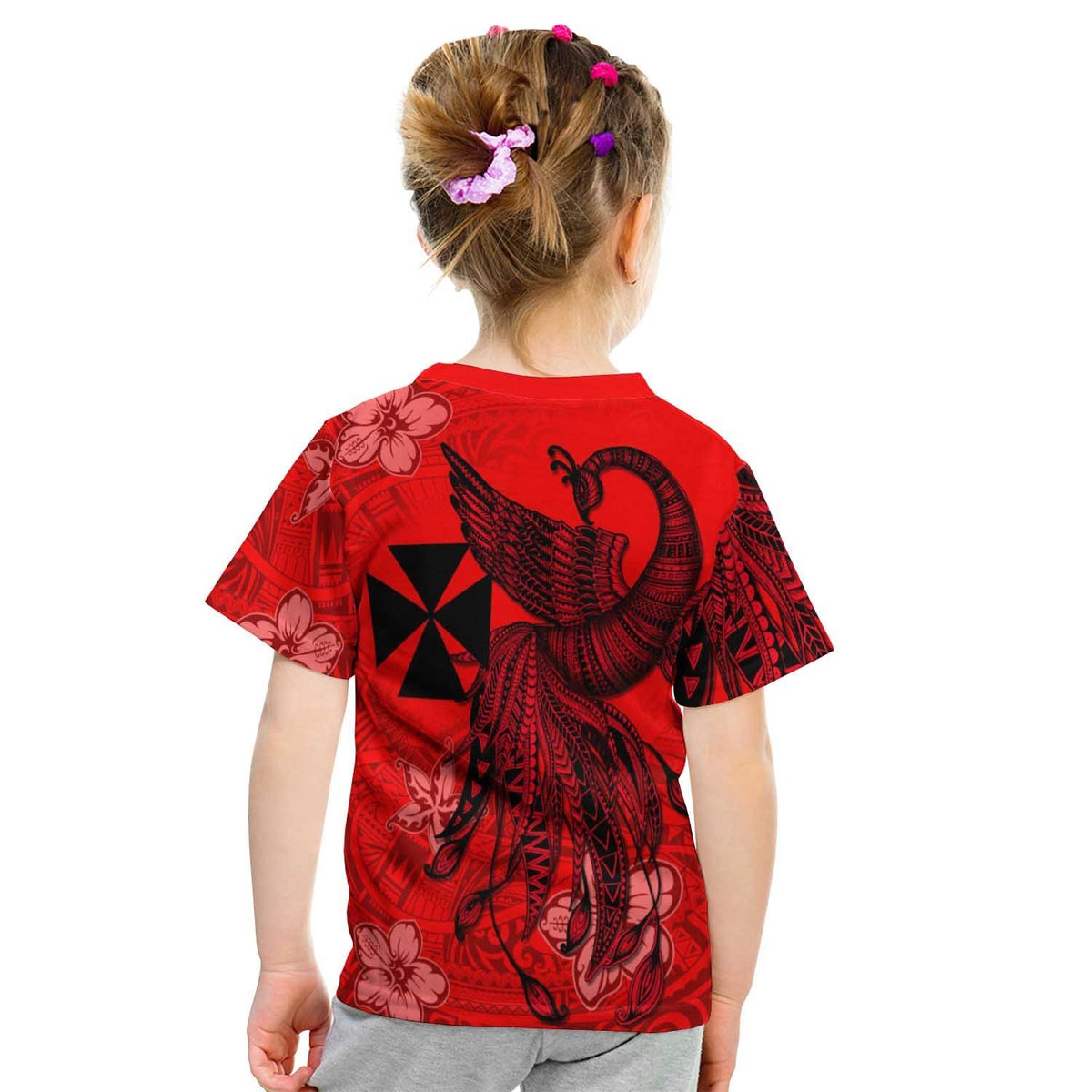 Wallis and Futuna T Shirt Polynesian Phoenix Bird, Fairytales Bird Red - Polynesian Pride