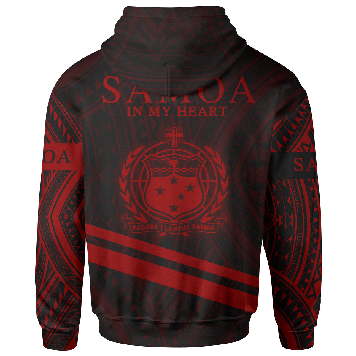 Samoa Hoodie In My Heart Style Polynesian Patterns Red Color - Polynesian Pride