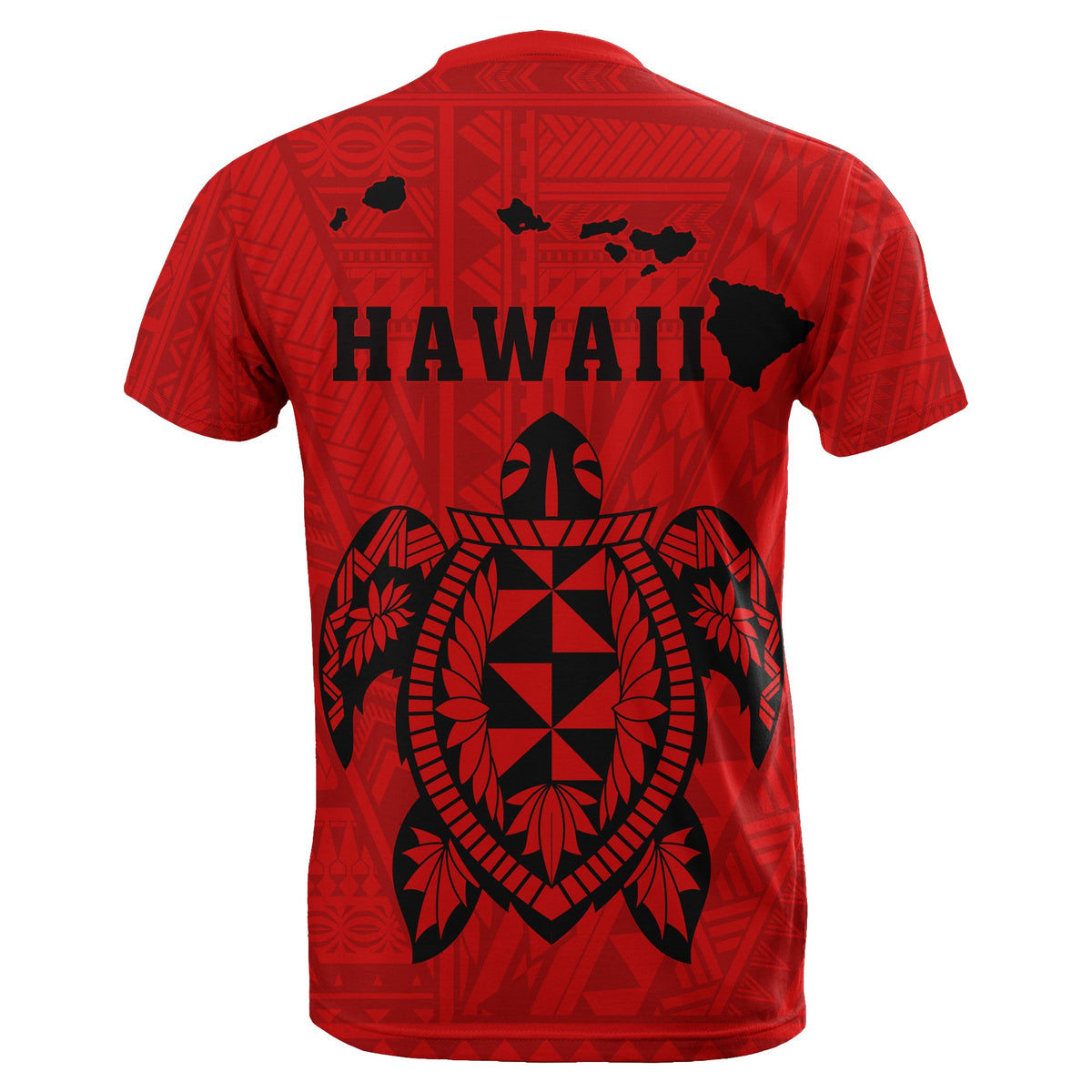 Turtle Polynesian Map T Shirt Red - Polynesian Pride