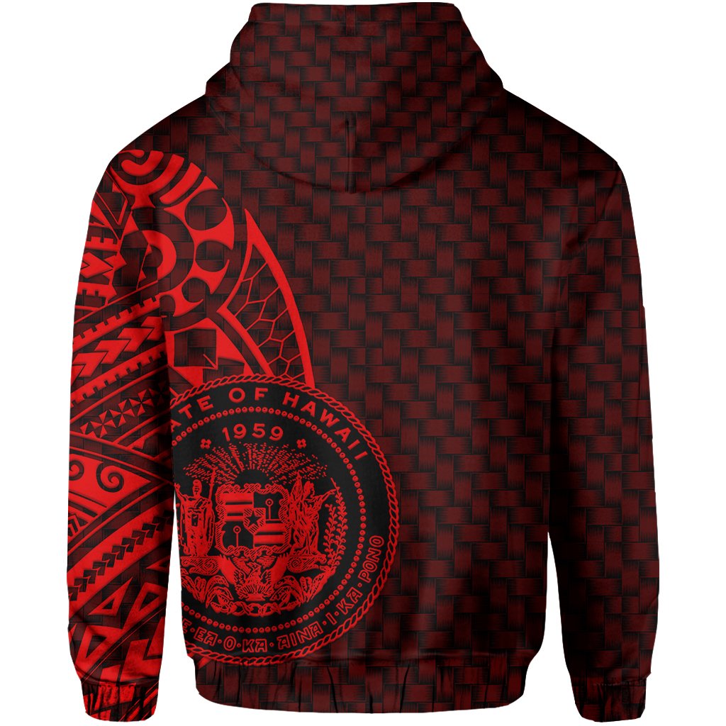 Hawaii Polynesian Zipper Hoodie Red Emboss Style - Polynesian Pride