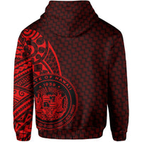 Hawaii Polynesian Zipper Hoodie Red Emboss Style - Polynesian Pride