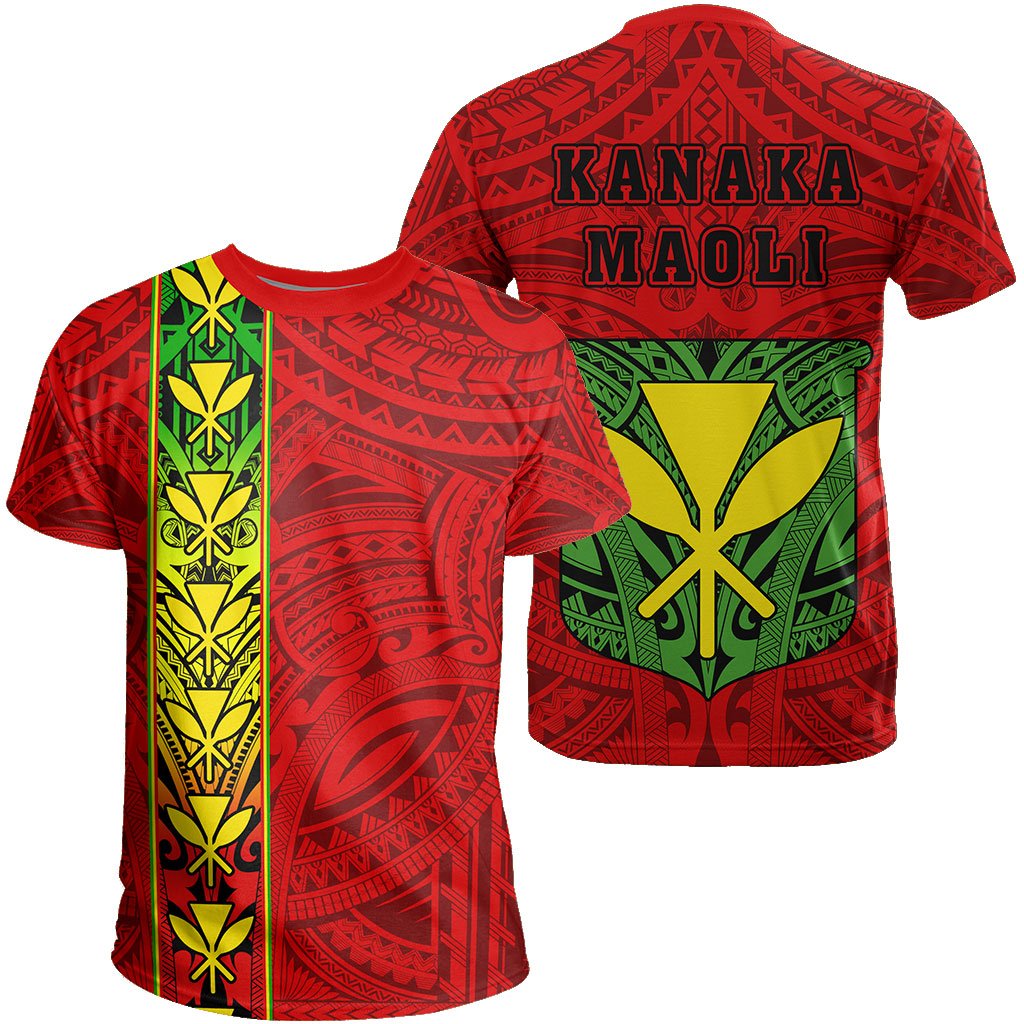 Hawaii Kanaka Flag Polynesian T Shirt Kanaka Maoli Spirit Red Unisex Red - Polynesian Pride