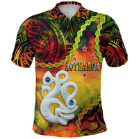 New Zealand Maori Polo Shirt Aotearoa Manaia Reggae Paua Shell Heare Ra LT9 Adult Reggae - Polynesian Pride
