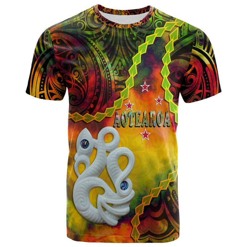 New Zealand Maori T Shirt Aotearoa Manaia Reggae Paua Shell Kia Ora LT9 Adult Reggae - Polynesian Pride