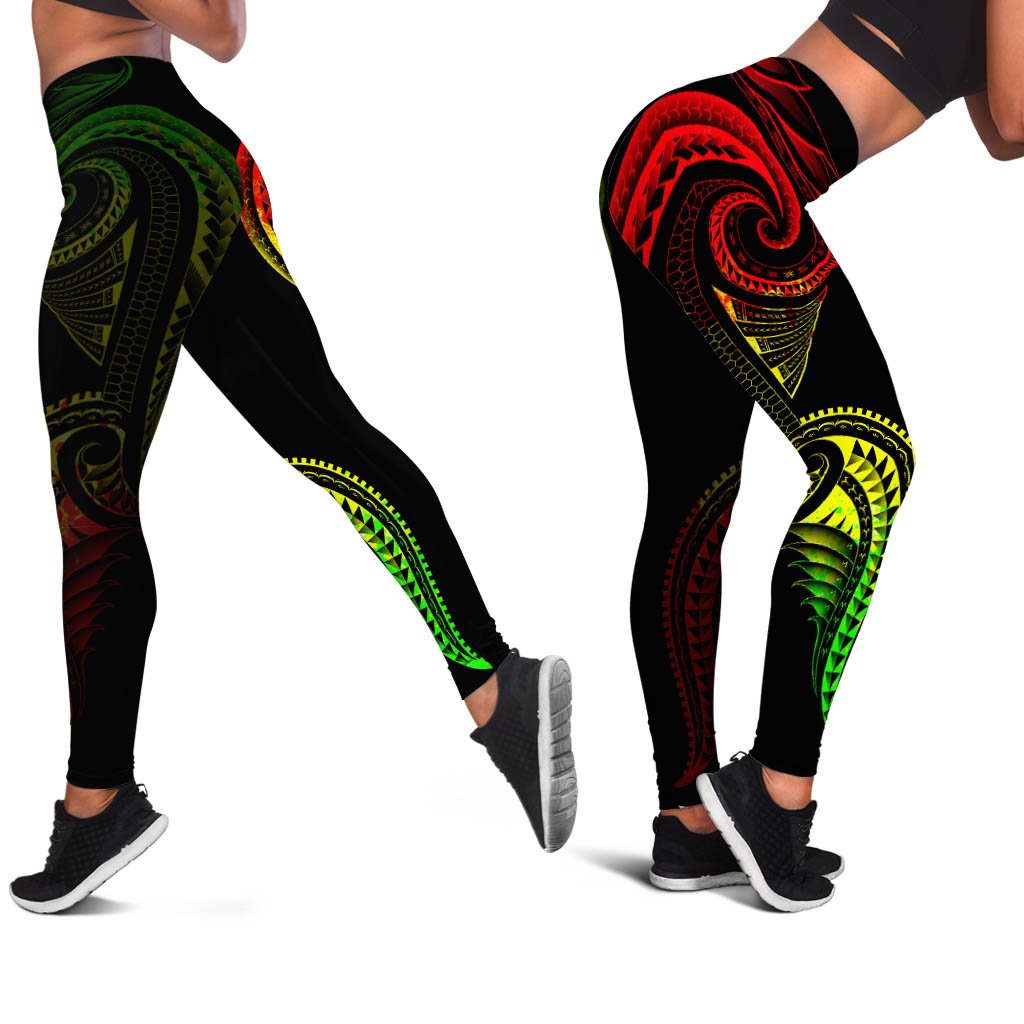 Polynesian Leggings - Polynesian Tattoo Reggae Version Black - Polynesian Pride