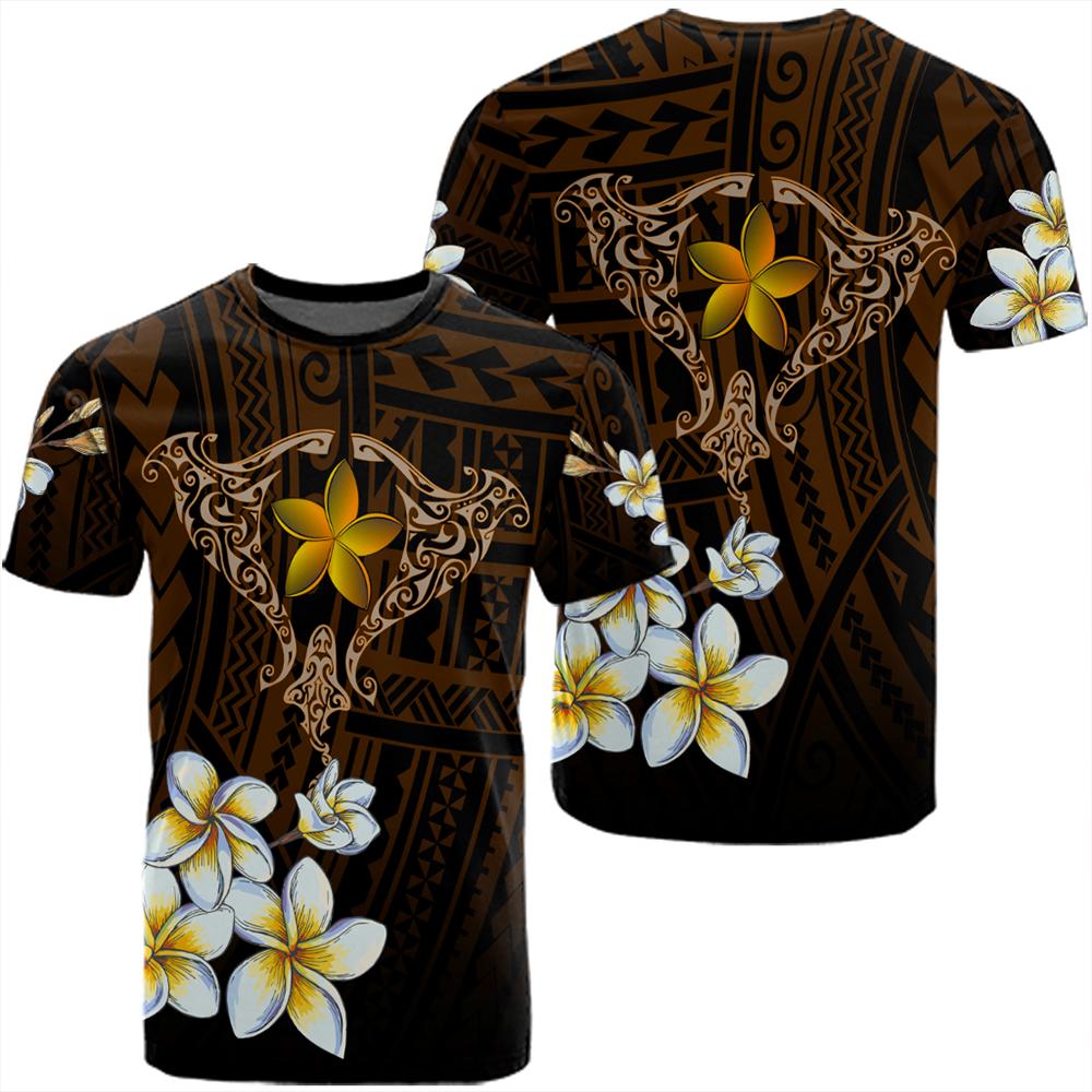 Hawaiian Plumeria Ray T Shirt Rise Style Unisex Orange - Polynesian Pride