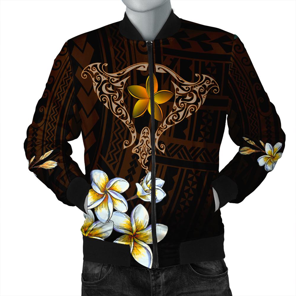 Hawaiian - Plumeria Ray Men's Bomber Jacket - Rise Style - AH Orange - Polynesian Pride