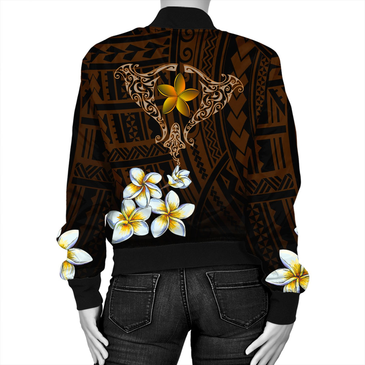 Hawaiian - Plumeria Ray Women's Bomber Jacket - Rise Style - AH - Polynesian Pride