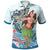 Samoa Polo Shirt Polynesian Girls With Shark Unisex Blue - Polynesian Pride