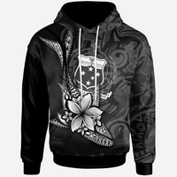 Samoa Custom Hoodie Fish With Plumeria Flowers Style Unisex Black - Polynesian Pride