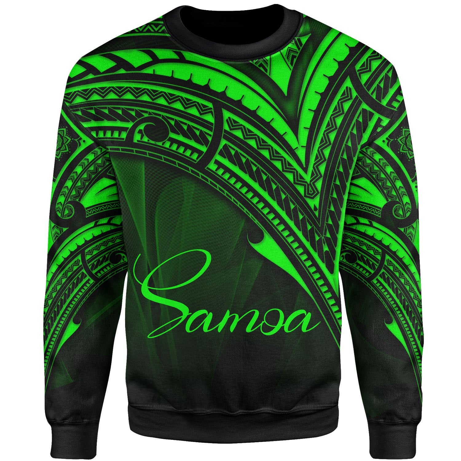 Samoa Sweatshirt - Cross Style Green Color Unisex Black - Polynesian Pride