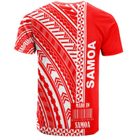 Samoa T Shirt Barcode Red Color - Polynesian Pride