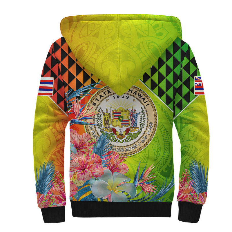 Hawaii Sherpa Hoodie Hawaiian Tribal Kanaka Maoli Hibiscus LT14 - Polynesian Pride