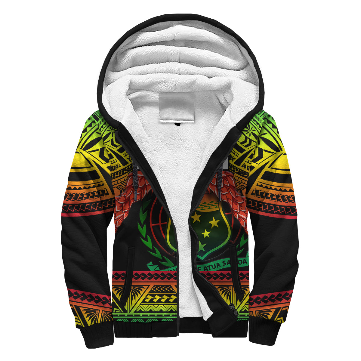 Samoa Rugby Sherpa Hoodie Teuila Torch Ginger Gradient Style LT14 Unisex Black - Polynesian Pride
