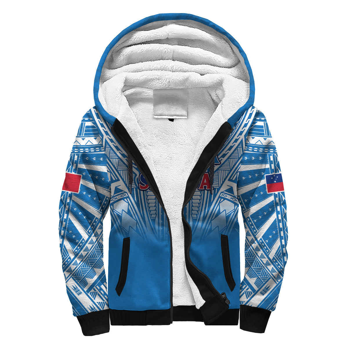 Samoa Rugby Sherpa Hoodie Toa Samoa Polynesian Pacific Blue Version LT14 Unisex Blue - Polynesian Pride