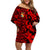 Tonga Rugby Off Shoulder Short Dress Kupesi Ngatu Ver.02 LT13 Women Art - Polynesian Pride