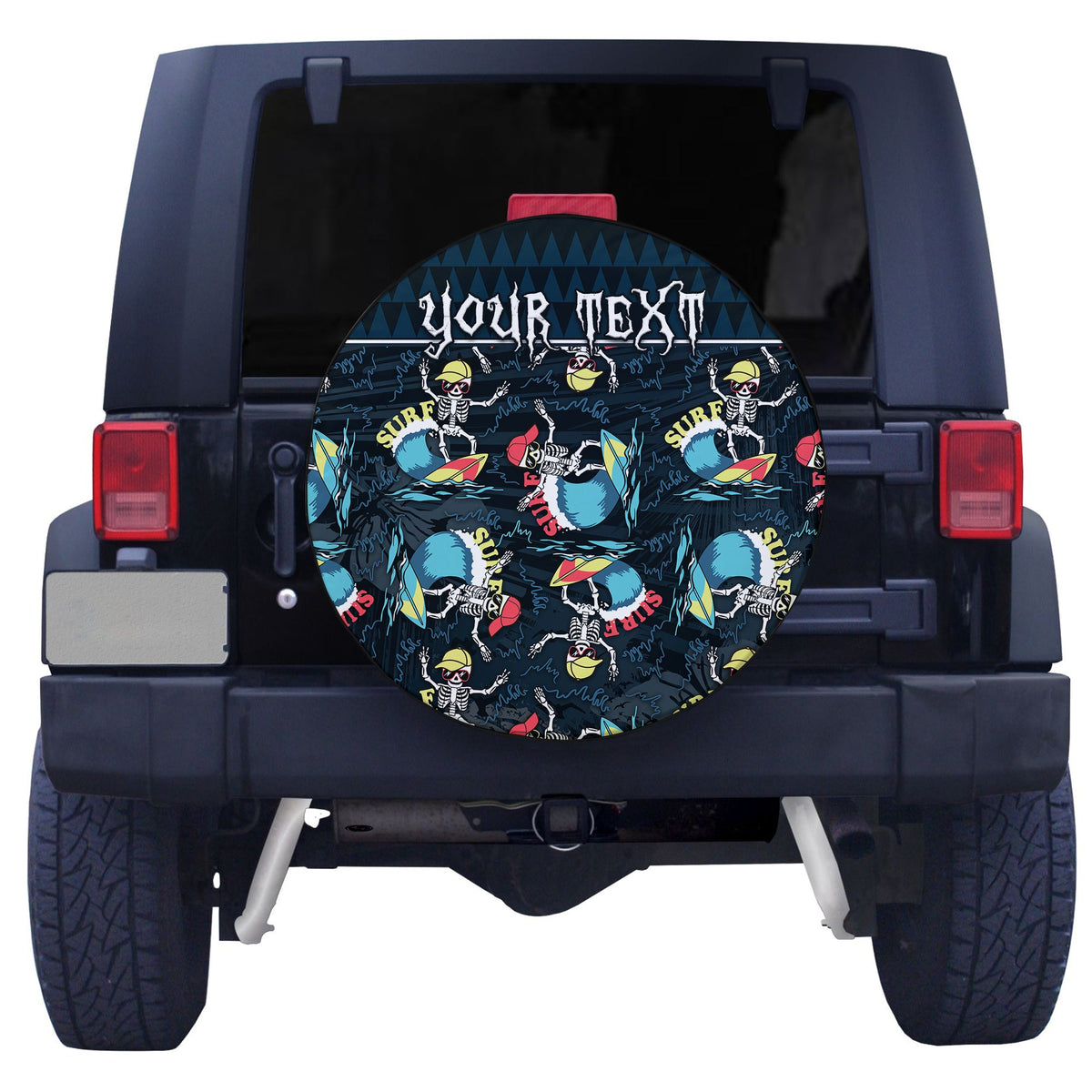 (Custom Personalised) Hawaii Skeleton Surf Spare Tire Cover Halloween Hawaiian Tribal LT13 - Polynesian Pride