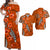 Custom Matching Hawaiian Outfits For Couples Polynesia Orange Hibiscus and Map Mystical Dress and Hawaiian Shirt LT13 Orange - Polynesian Pride