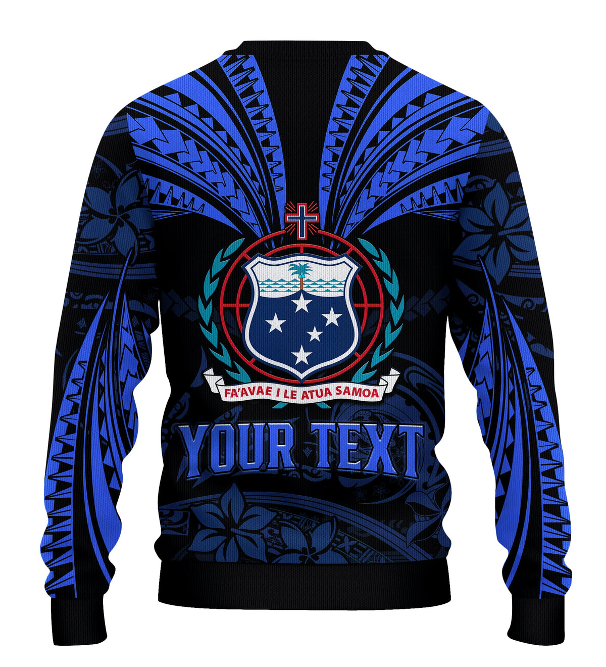 (Custom Personalised) Samoa Tatau Sweater Blue Polynesian Ula Nifo LT13 - Polynesian Pride
