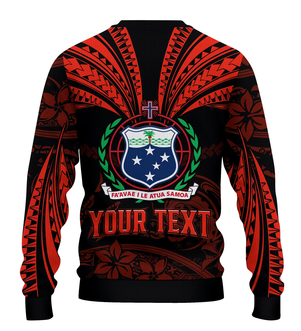 (Custom Personalised) Samoa Tatau Sweater Red Polynesian Ula Nifo LT13 - Polynesian Pride